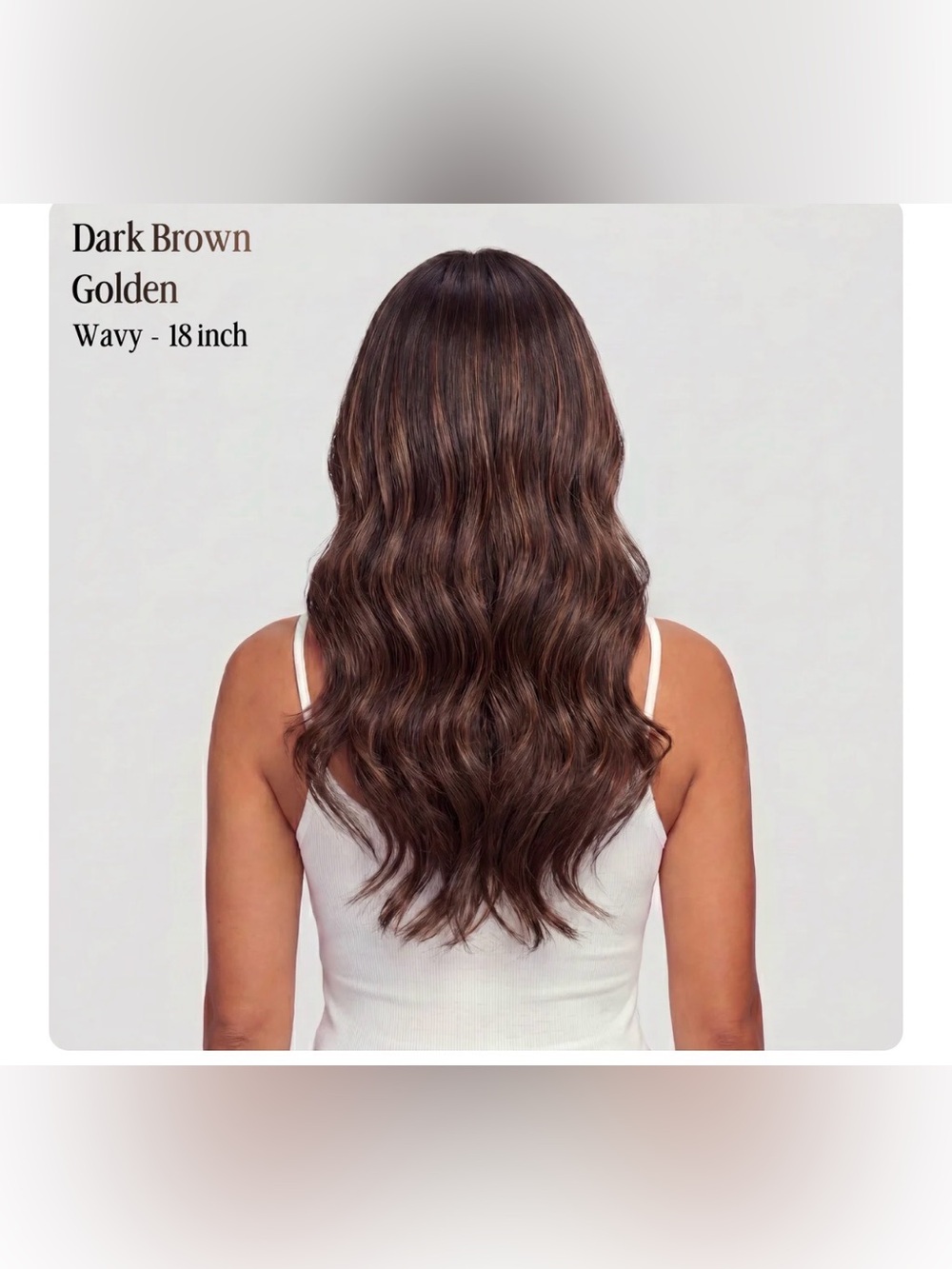 Dark Brown with Golden Highlights Wavy Halo Hairpiece Wig - 18 Inch